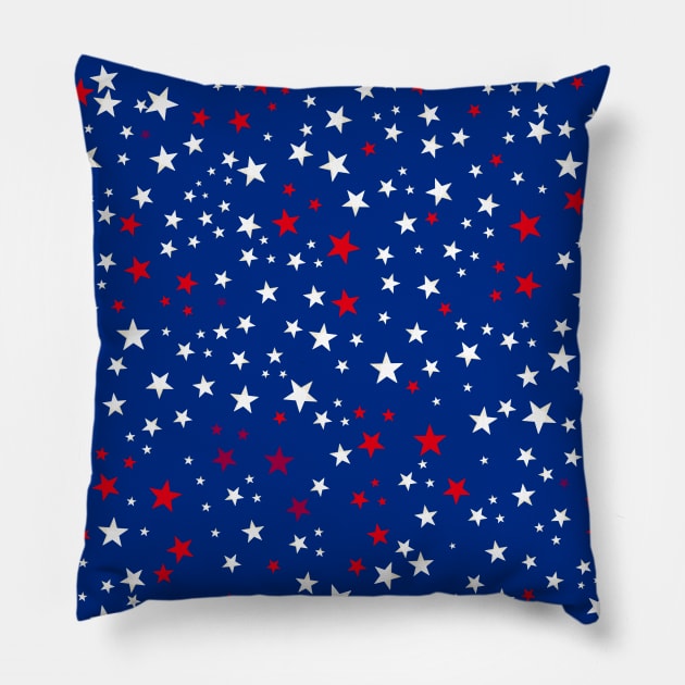 Shining white red stars Usa flag design Pillow by GULSENGUNEL