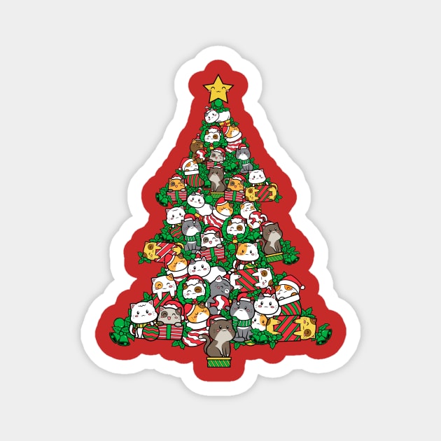 Cat Doodle Christmas Tree Magnet by bloomgrace28