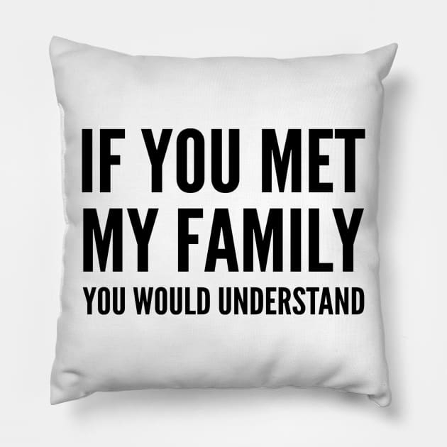 IF YOU MET MY FAMILY YOU WOULD UNDERSTAND Pillow by skstring