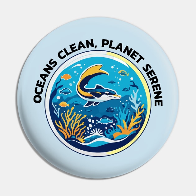 Clean Ocean and Marine Conservation Pin by RetroColors