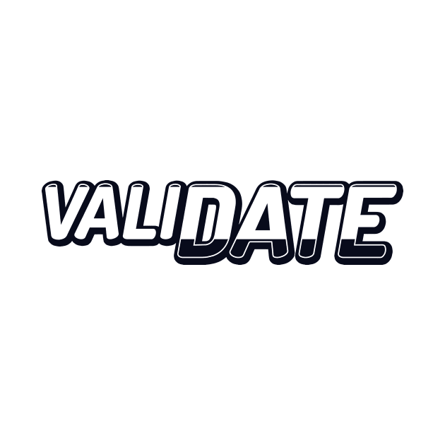 Black and white ValiDate logo by validategame