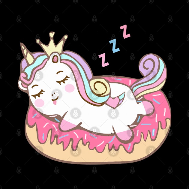 cute unicorn lies on donut by Dhme