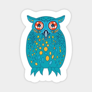 Friendly thoughtful night owl with big binocular eyes in turquoise Magnet