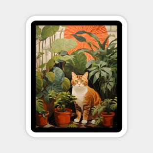 Purrfect Harmony: Cats and Plants Magnet