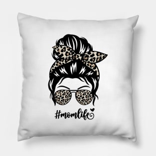 leopard print Mom life Pillow