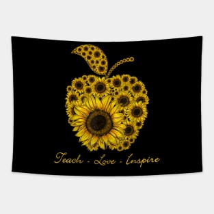 Teach Love Inspire Sunflowers Apple Teacher Tapestry