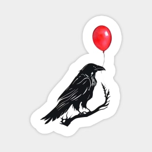 The Crow And Red Balloons Magnet