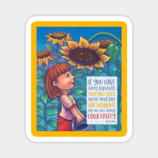 "You Will Always Look Lovely" Sunflower Girl Magnet