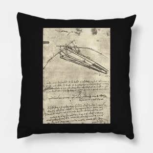 Flying machine, drawn by Leonardo Da Vinci, Circa 1488-9 Pillow