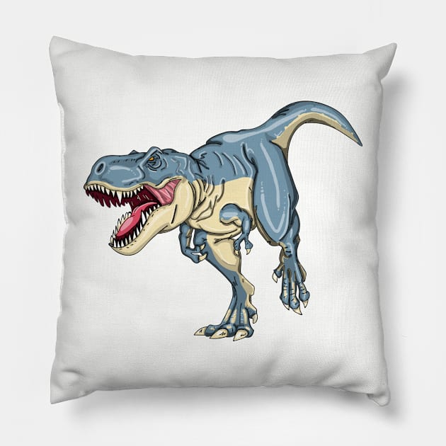 T REX Jurassic Tyrannosaurus rex Dinosaur Running Towards You Pillow by bigraydesigns