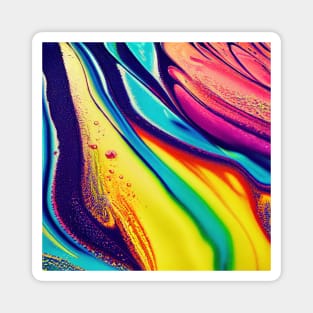 Liquid Colors Flowing Infinitely - Heavy Texture Swirling Thick Wet Paint - Abstract Inspirational Rainbow Drips Magnet