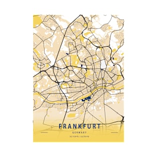 Frankfurt - Germary Yellow City Map T-Shirt