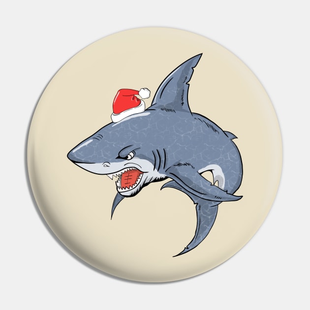 Santa Shark With Xmas Lights Sharkmas Christmas Pin by Artmoo