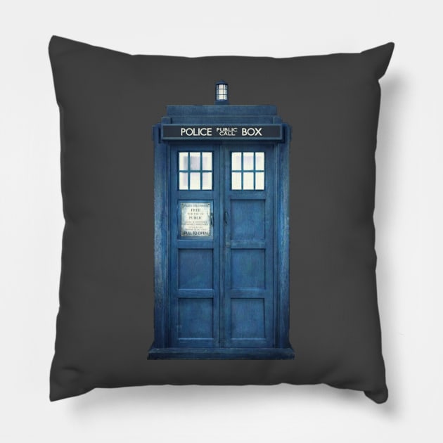 Old Blue Tardis Pillow by VivianG