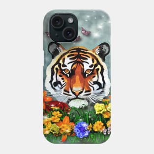 Tiger and Flowers Phone Case