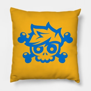 Blue Skull and Crossbones Pillow