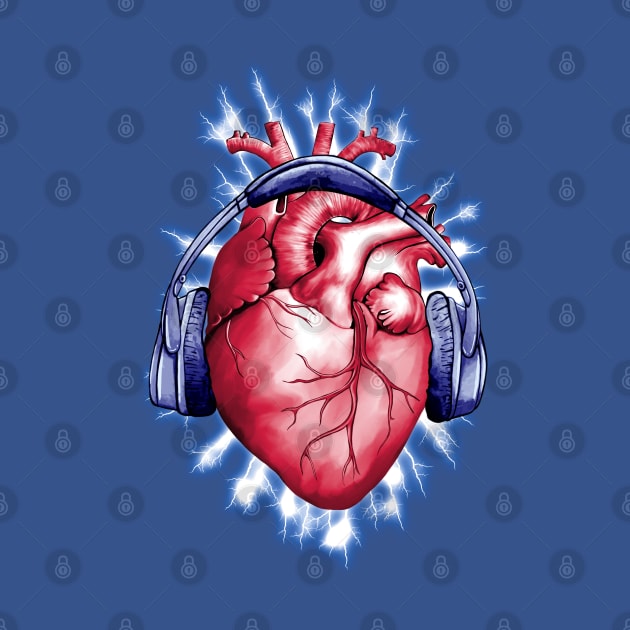 Listen heart, heart with headphones to listen to your music by Collagedream