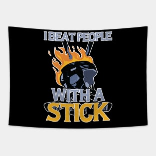 I Beat People With A Stick Funny Lacrosse Player Tapestry