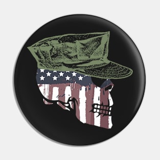 Painted American Flag Military Skull Pin