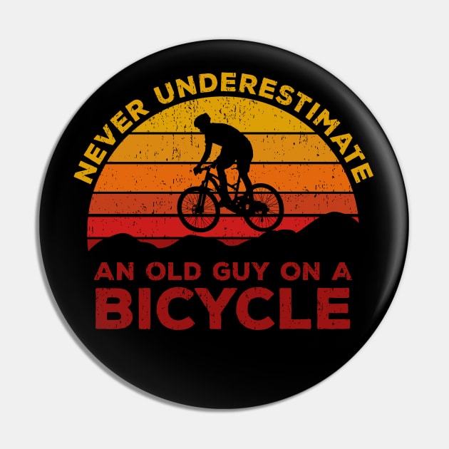 Never Underestimate An old Guy On A Bicycle - Christmas Gift Idea Pin by Zen Cosmos Official