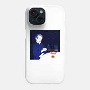 Boy lighting up Menorah Phone Case