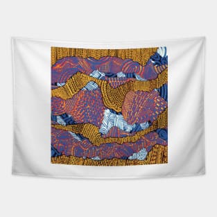 3D Intricate Doodle Design, Orange, Yellow, Purple, White and Red Bright n’ Bold Abstract Pattern Tapestry