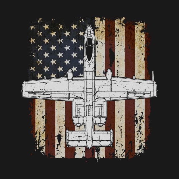 A-10 Warthog Thunderbolt US Aircraft Plane USAF Airplane America flag by BeesTeez