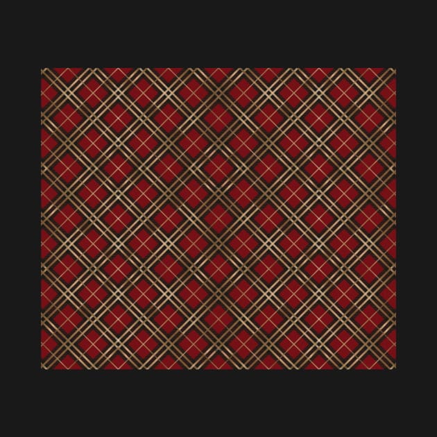 Pretty Simple Check Pattern Stripes Dark Red Shades of Gold by GDCdesigns