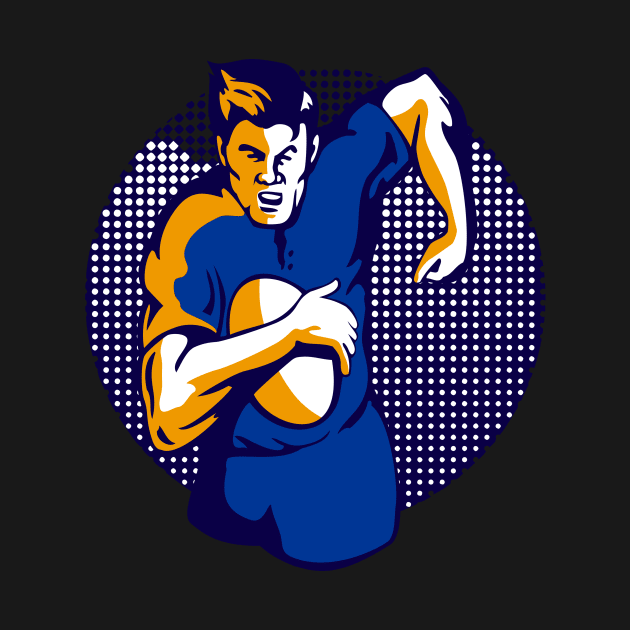 Rugby Winger With Ball Retro by retrovectors