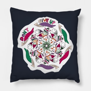 Fish Doodle Art "Don't Give Up" Colored Pillow