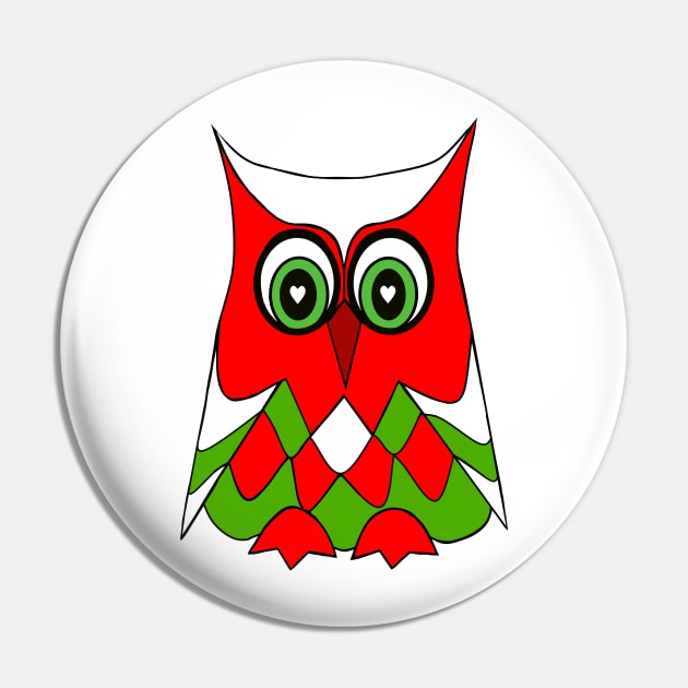 CHRISTMAS Owl Pin by SartorisArt1