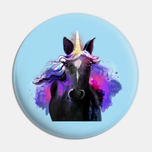 Pretty Black Unicorn Pin