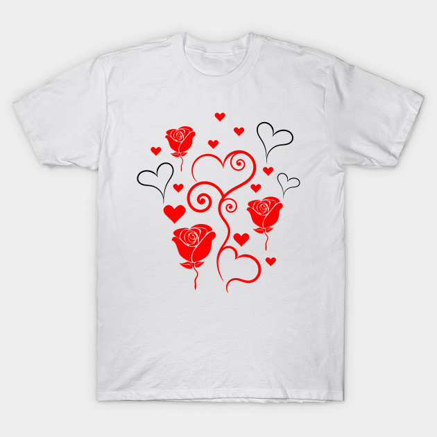 Swirling Hearts And Red Roses Love T Shirt Teepublic Uk