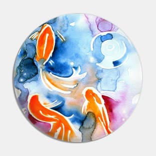 Swimming upstream - Goldfish painting Pin