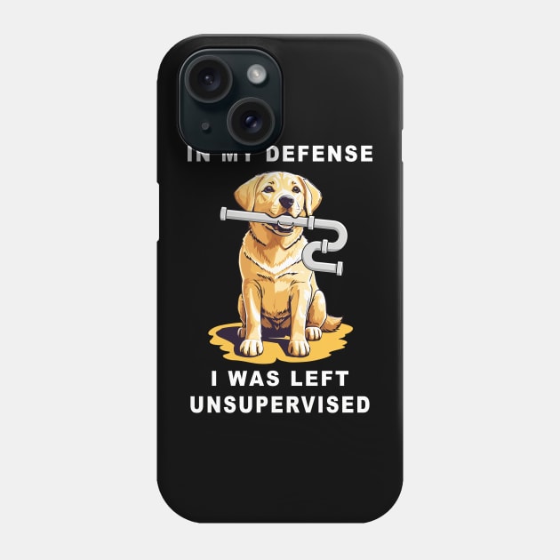 In my defence I was left unsupervised, yellow lab dog has ripped a U-pipe from under the sink funny graphic t-shirt. Phone Case by Cat In Orbit ®