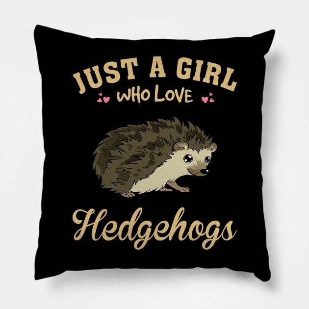 Just A Girl Who Loves Hedgehog Dreams, Tee Talk Triumph for Nature Devotees Pillow by Kleurplaten kind