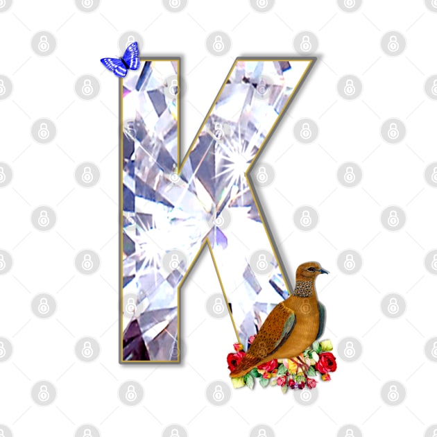 Name Initial Letter K and Dove by KC Morcom aka KCM Gems n Bling aka KCM Inspirations