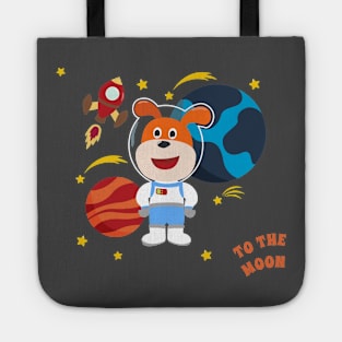 Space dog or astronaut in a space suit with cartoon style. Tote