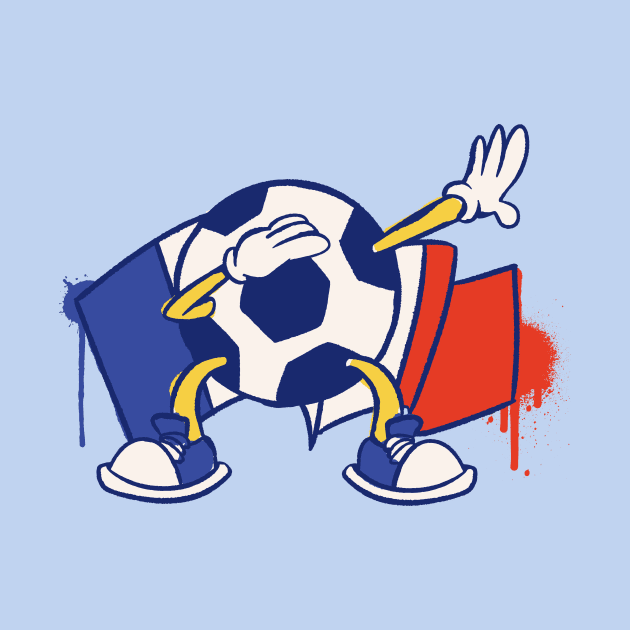 Dabbing Soccer Ball Cartoon France French Flag Football by Now Boarding