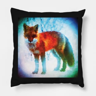 Low poly style Winter Fox Pillow
