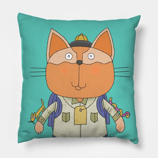 Cat Goof Forester Pillow by Ananamorph Art @PeculiarPeaks Nana Totem Wolfe