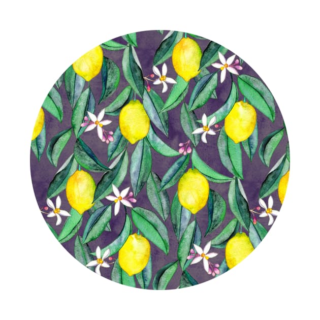 When Life Gives You Lemons - watercolor lemons on grey by micklyn