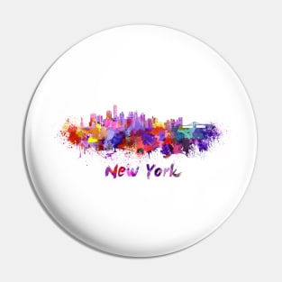 New york skyline in watercolor Pin