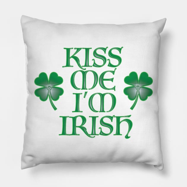 Kiss Me I'm Irish Pillow by LahayCreative2017