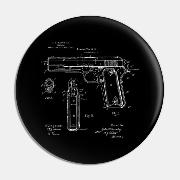 Browning Pistol Patent Blueprint Pin by Rebus28