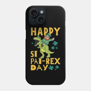 Happy St. Pat-Rex Day Leprechaun Riding T-Rex Dinosaur for St. Patrick's Day Phone Case