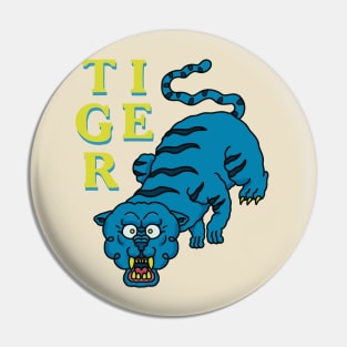 Japanese Tattoo style blue Tiger Pin