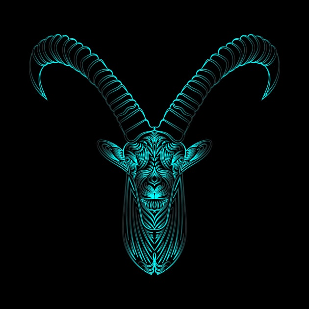 Psychedelic Linework Ibex by slippery slope creations