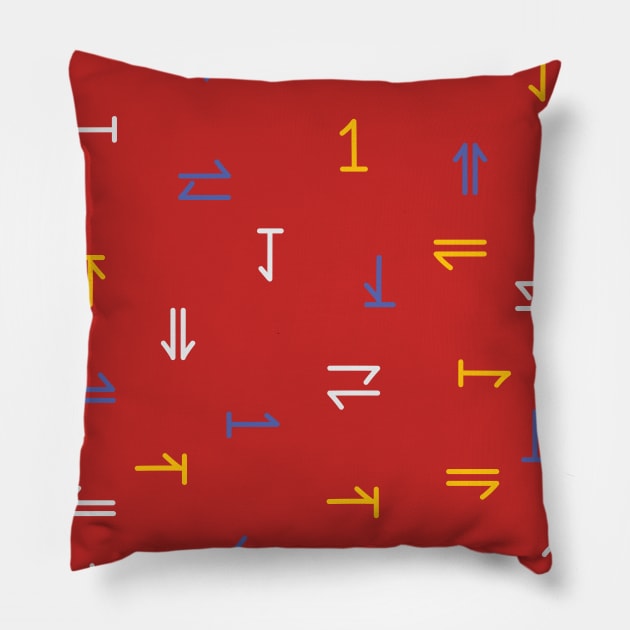 Mouse cursor icon with patterns up down left right white red blue yellow tones Pillow by WwsNttb