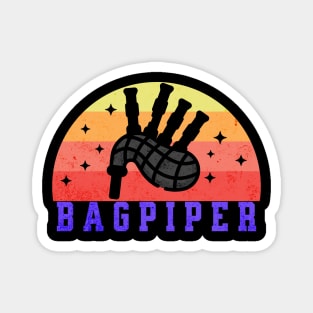 Retro Sunset Bagpiper Magnet